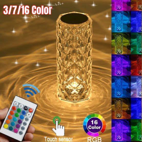 echargeable Rose Diamond Table Lamp With Wireless Remote 16rgb Colors Usb Charging Touch Lamp